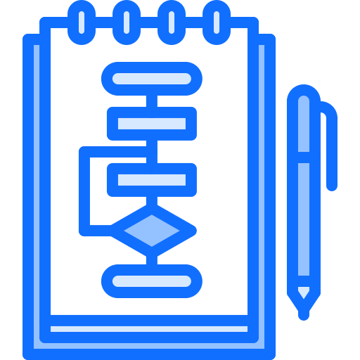 Decorative icon of a notepad and pen